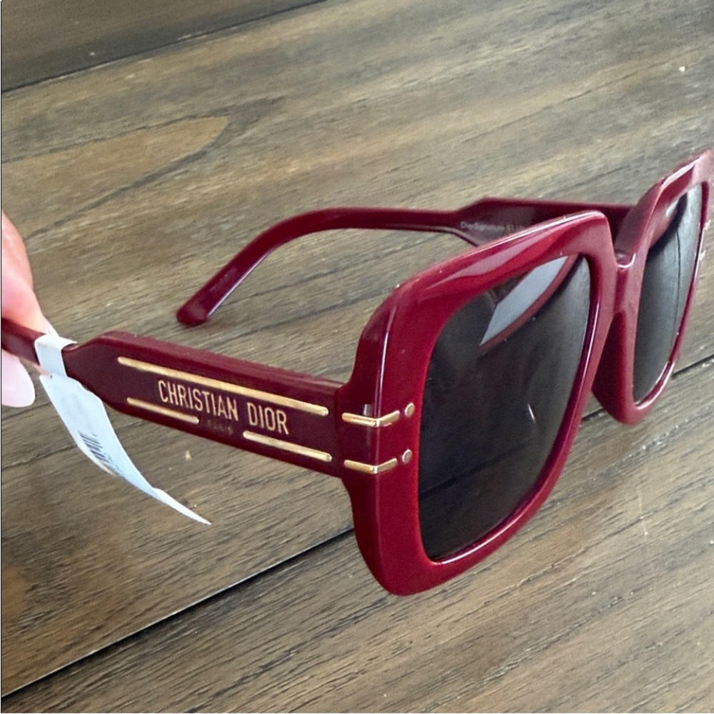 Dior Burgundy & Gold Oversized Square Sunglasses NWT - Picture 3 of 9